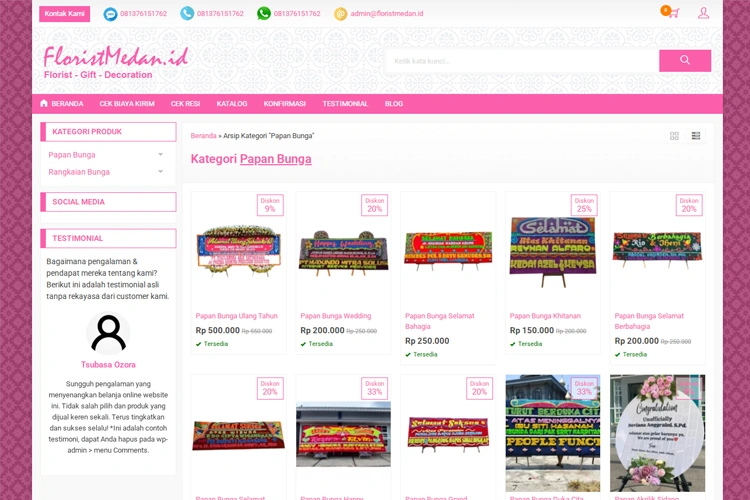 sewa papan bunga floristmedan